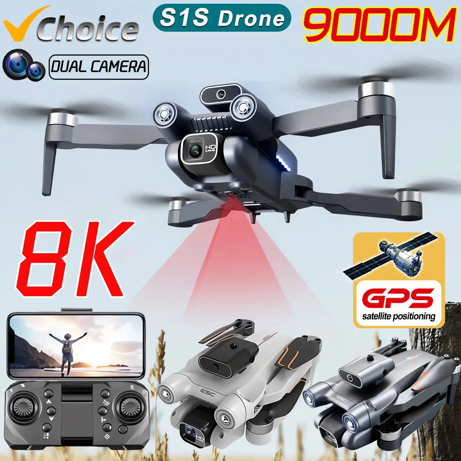 Drone Gimbal Brushless - S1S 5G GPS Drone Caméra 8K,